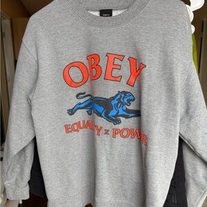 Obey Grey Crewneck with Black Label